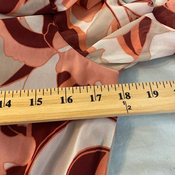 G by Guiliana Mesh Tiered Boho Peasant Dress Peach Burgundy Size MP - Picture 5 of 8